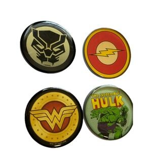 Marvel DC Comics Wonder Woman Black Panther Flash Hulk 2" Drawer Pulls Set 4